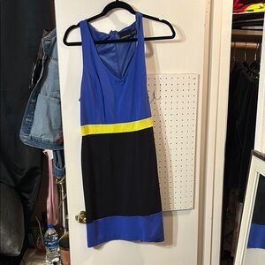 Colorblock Sleeveless Dress - Blue, Yellow, and Black